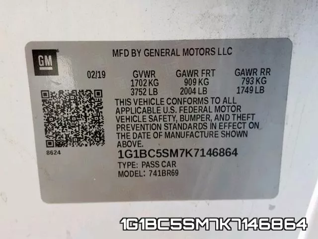 1G1BC5SM7K7146864 фото 2