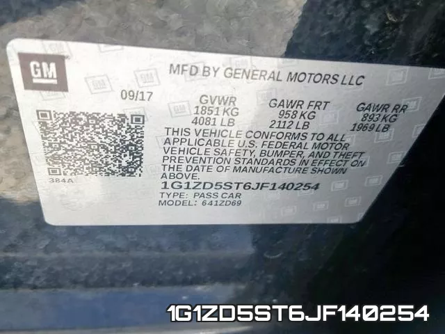 1G1ZD5ST6JF140254 фото 2