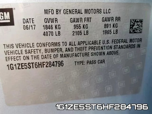 1G1ZE5ST6HF284796 фото 2