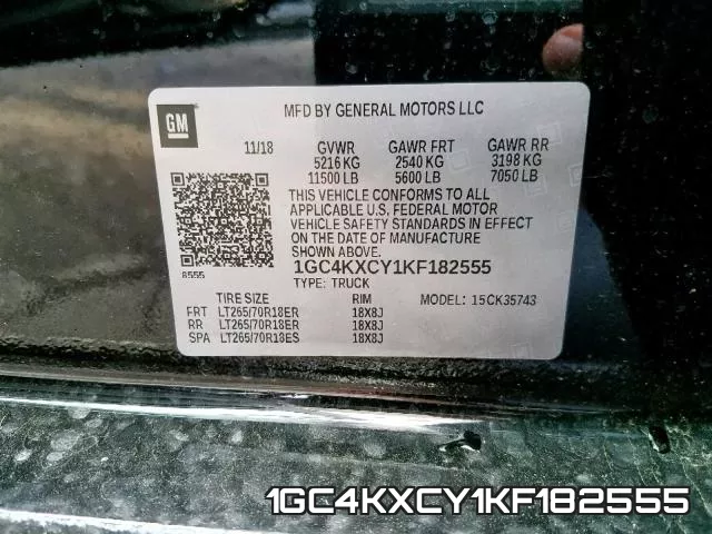 1GC4KXCY1KF182555 фото 2