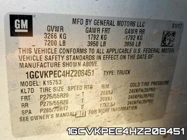 1GCVKPEC4HZ208451 фото 2