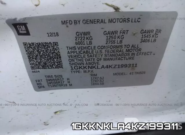 1GKKNKLA4KZ199311 фото 10