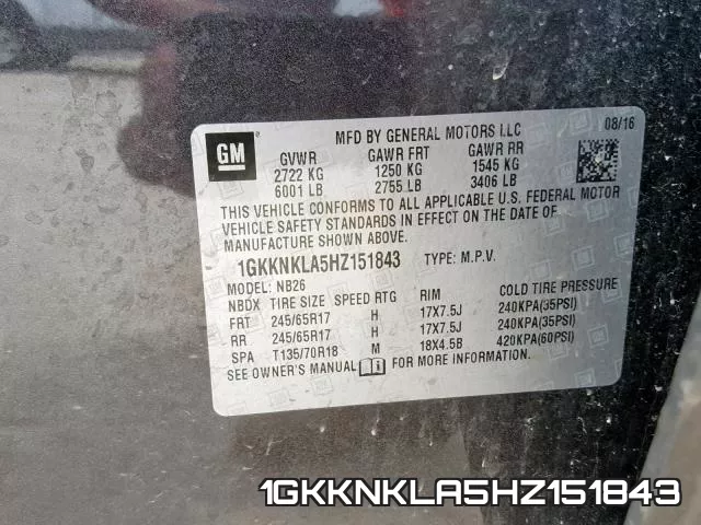 1GKKNKLA5HZ151843 фото 2