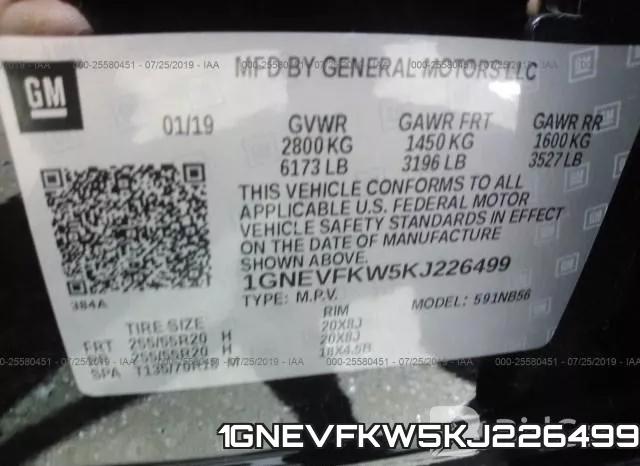 1GNEVFKW5KJ226499 фото 10