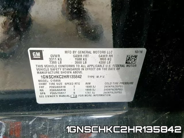 1GNSCHKC2HR135842 фото 2
