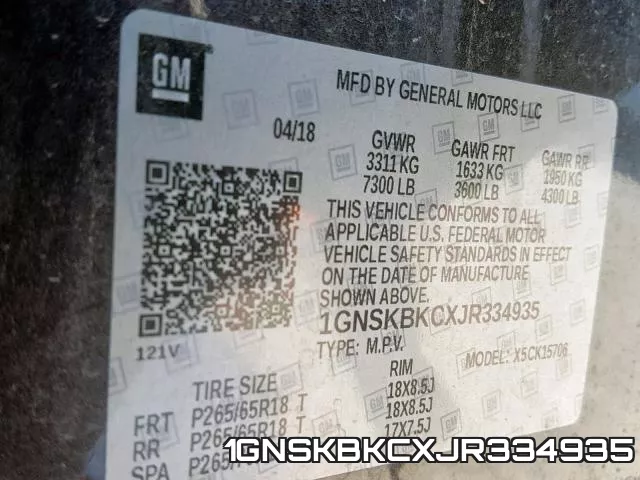 1GNSKBKCXJR334935 фото 2