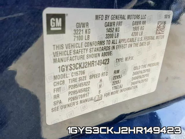 1GYS3CKJ2HR149423 фото 2