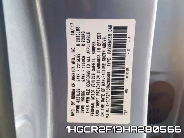 1HGCR2F13HA280566 фото 2