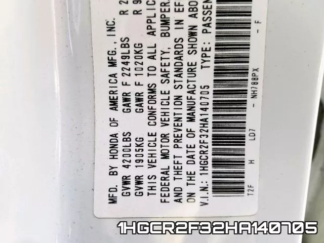 1HGCR2F32HA140705 фото 2