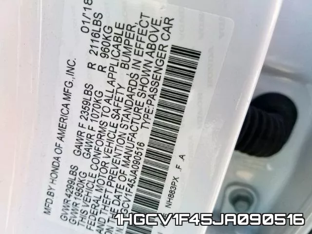 1HGCV1F45JA090516 фото 2