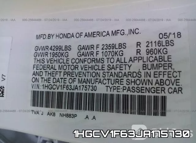 1HGCV1F63JA175730 фото 10