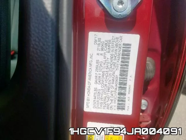 1HGCV1F94JA004091 фото 2