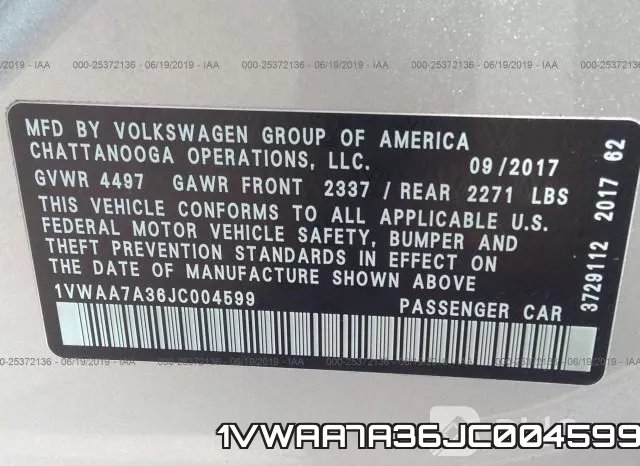 1VWAA7A36JC004599 фото 10