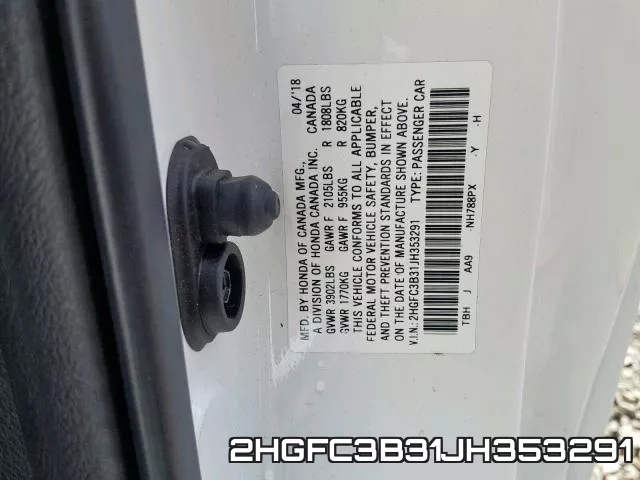 2HGFC3B31JH353291 фото 2