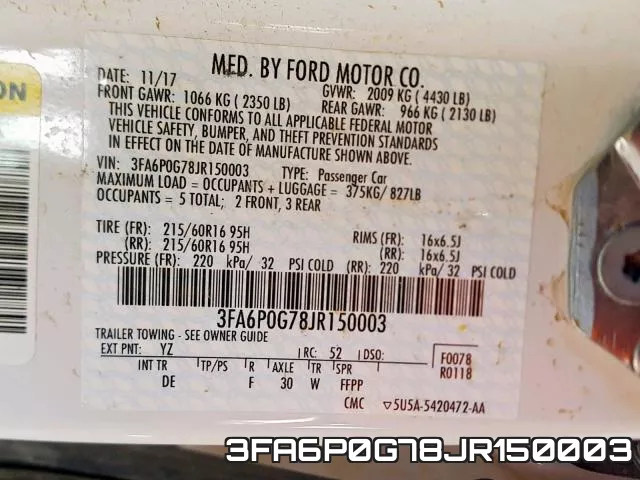 3FA6P0G78JR150003 фото 2