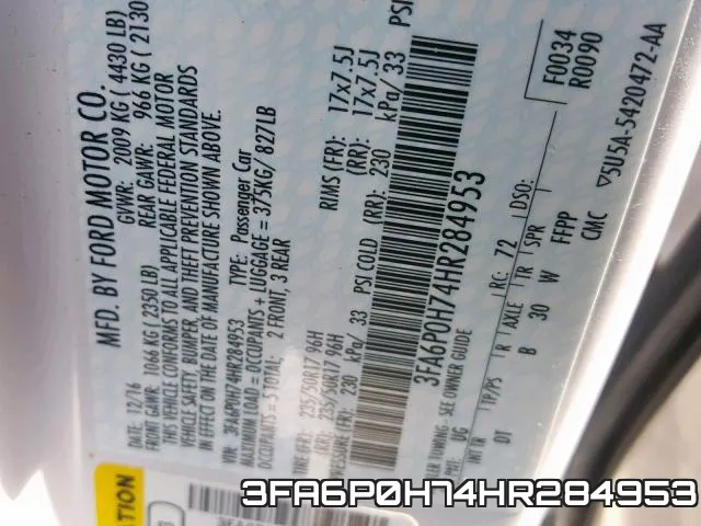 3FA6P0H74HR284953 фото 2