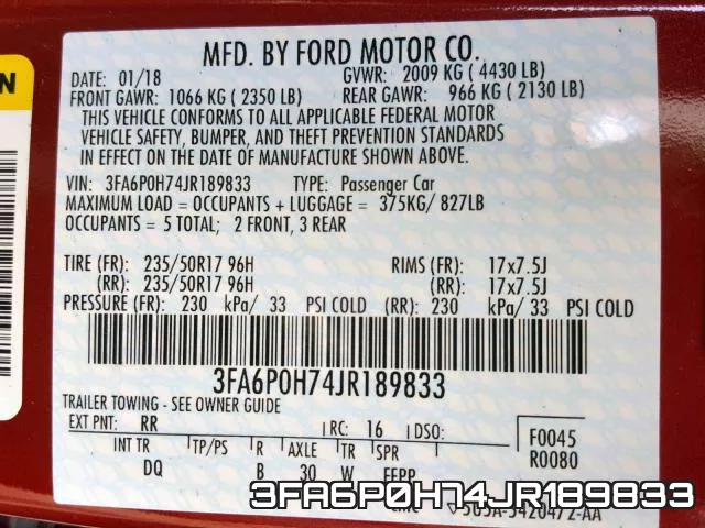 3FA6P0H74JR189833 фото 2