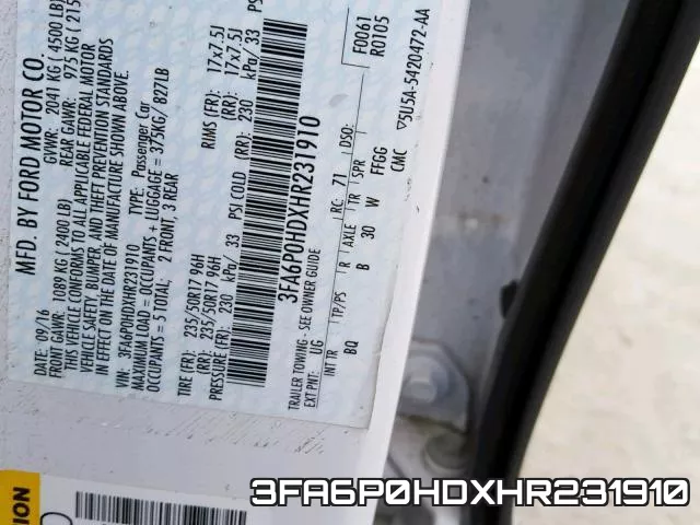 3FA6P0HDXHR231910 фото 2