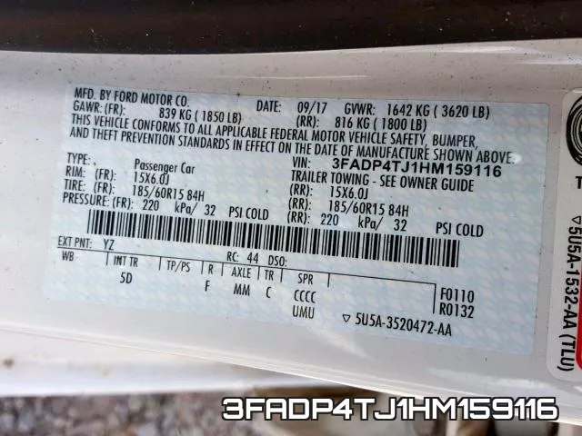 3FADP4TJ1HM159116 фото 2