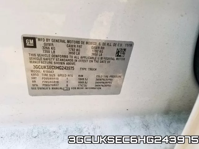 3GCUKSEC6HG243975 фото 2