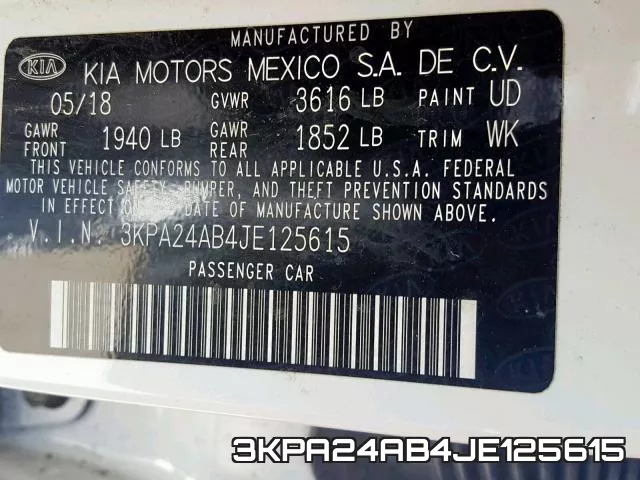 3KPA24AB4JE125615 фото 2