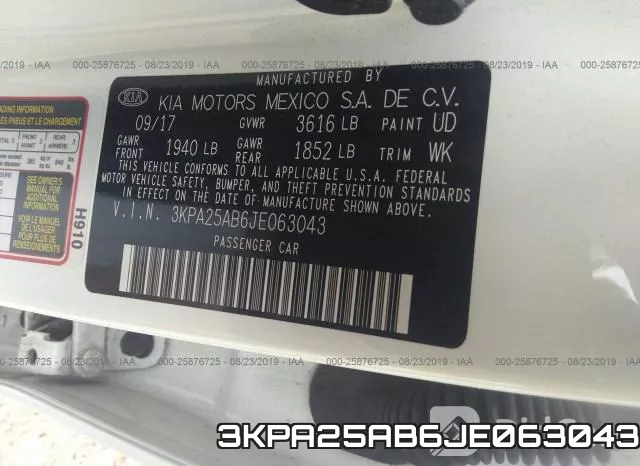 3KPA25AB6JE063043 фото 10
