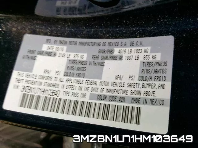 3MZBN1U71HM103649 фото 2