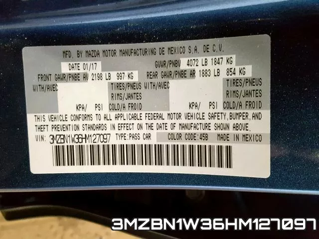 3MZBN1W36HM127097 фото 2