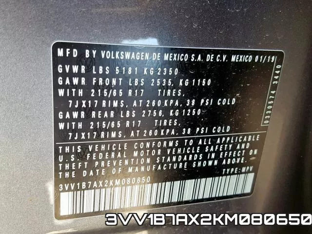3VV1B7AX2KM080650 фото 2