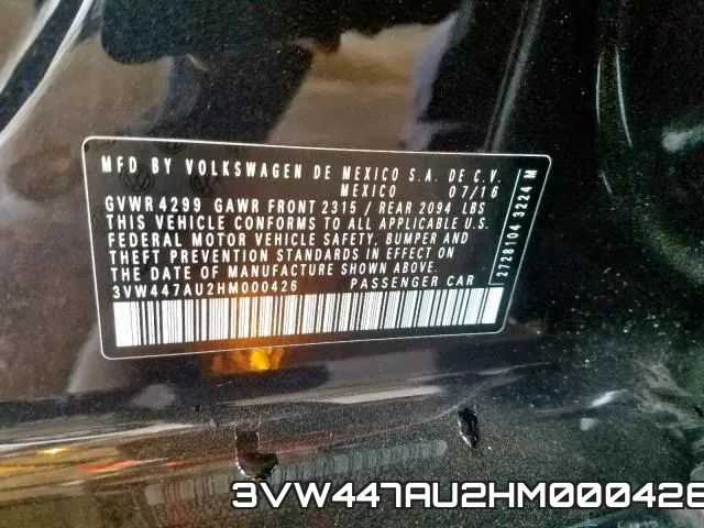 3VW447AU2HM000426 фото 2