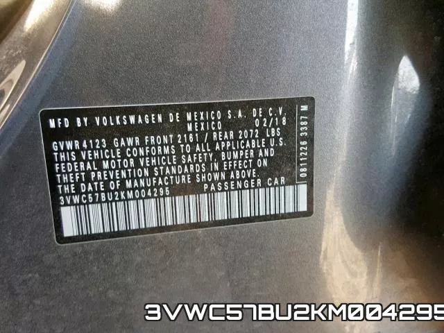 3VWC57BU2KM004295 фото 2