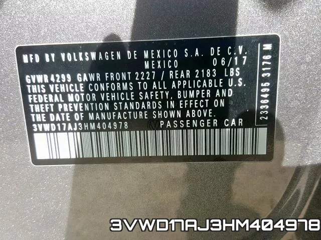 3VWD17AJ3HM404978 фото 2