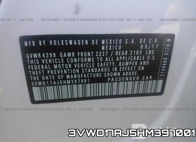 3VWD17AJ5HM397001 фото 10