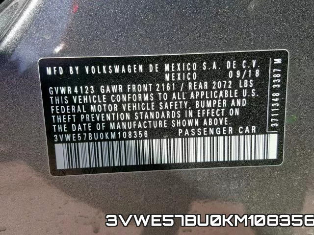 3VWE57BU0KM108356 фото 2
