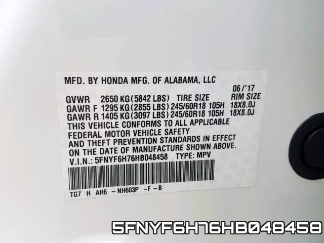 5FNYF6H76HB048458 фото 2