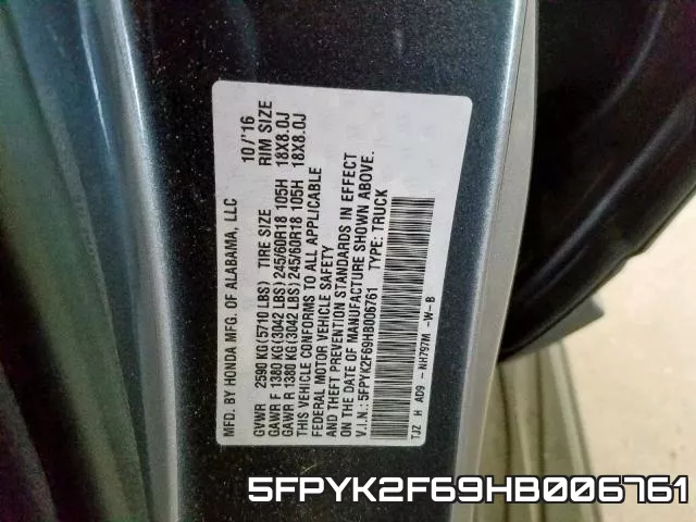 5FPYK2F69HB006761 фото 2