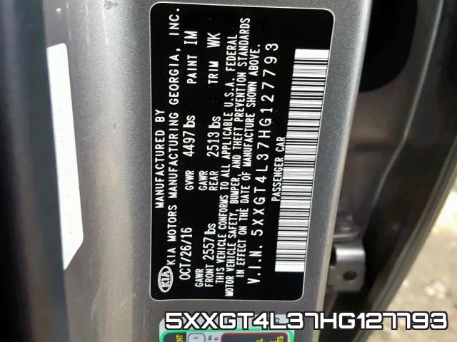 5XXGT4L37HG127793 фото 2