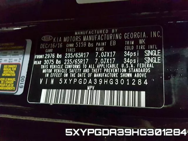 5XYPGDA39HG301284 фото 2