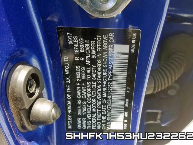 SHHFK7H53HU232262 фото 2