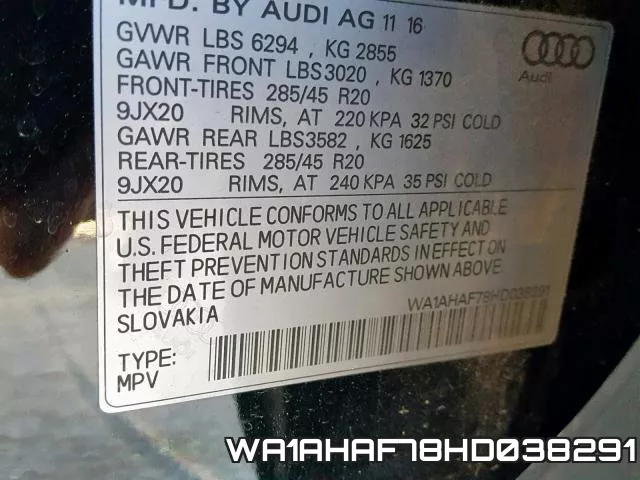 WA1AHAF78HD038291 фото 2