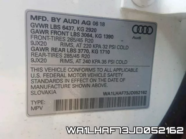 WA1LHAF73JD052162 фото 2