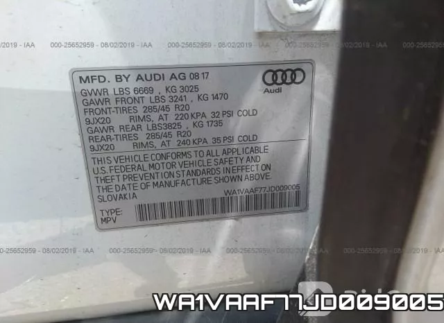 WA1VAAF77JD009005 фото 10