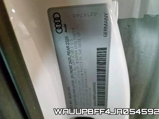 WAUUPBFF4JA054592 фото 2