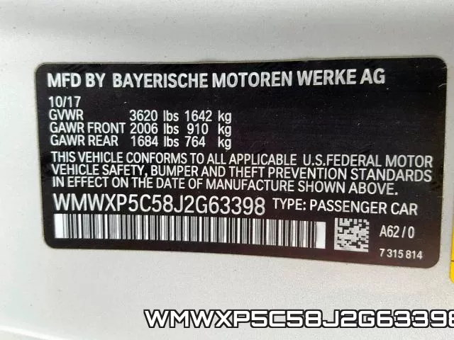 WMWXP5C58J2G63398 фото 2