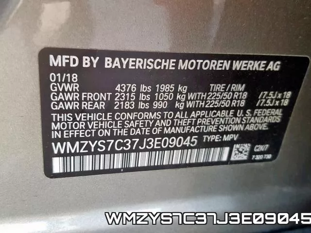 WMZYS7C37J3E09045 фото 2