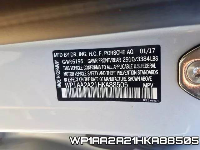 WP1AA2A21HKA88505 фото 2