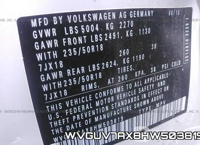 WVGUV7AX8HW503819 фото 10