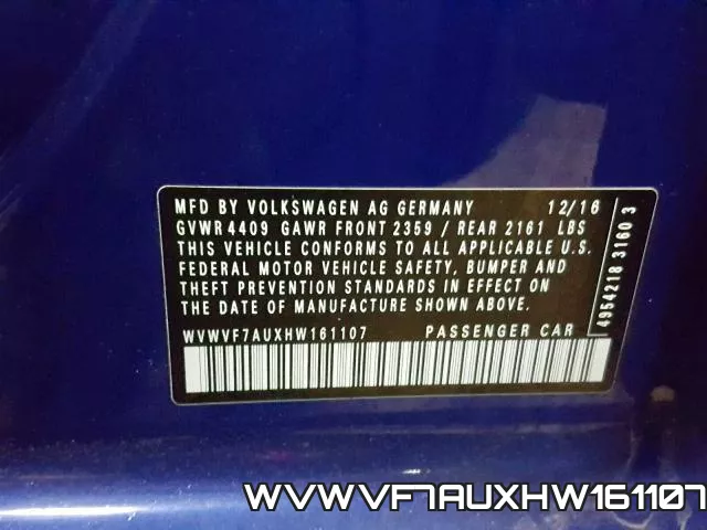 WVWVF7AUXHW161107 фото 2