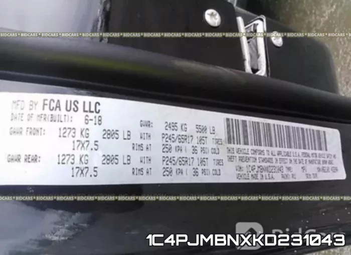 1C4PJMBNXKD231043 фото 10