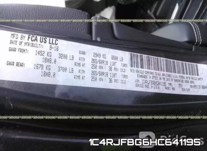 1C4RJFBG6HC641195 фото 9